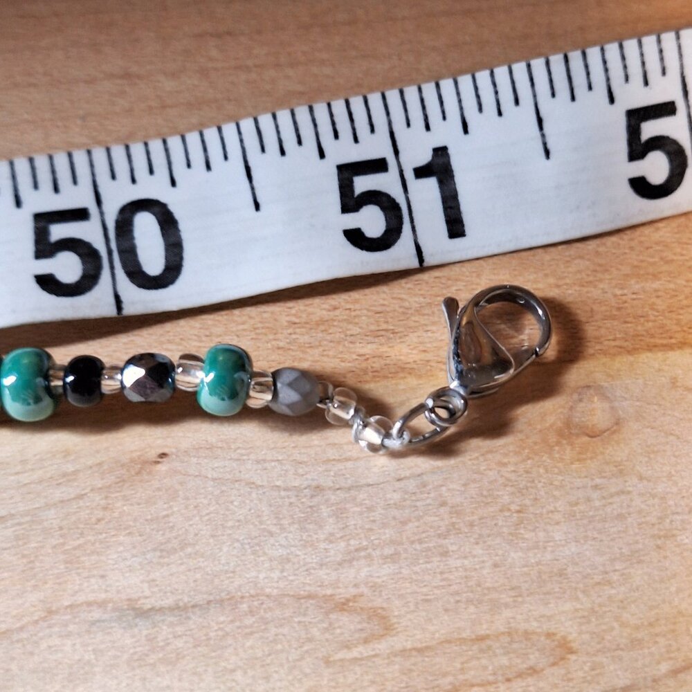 Antica Murrina Murano Glass Teal Green Long Bead Necklace 51" - Picture 10 of 10
